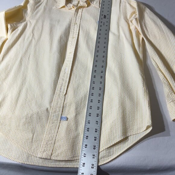 Ralph Lauren Mens Yellow & White Striped Button-Up Shirt L 100% Cotton - Picture 6 of 8